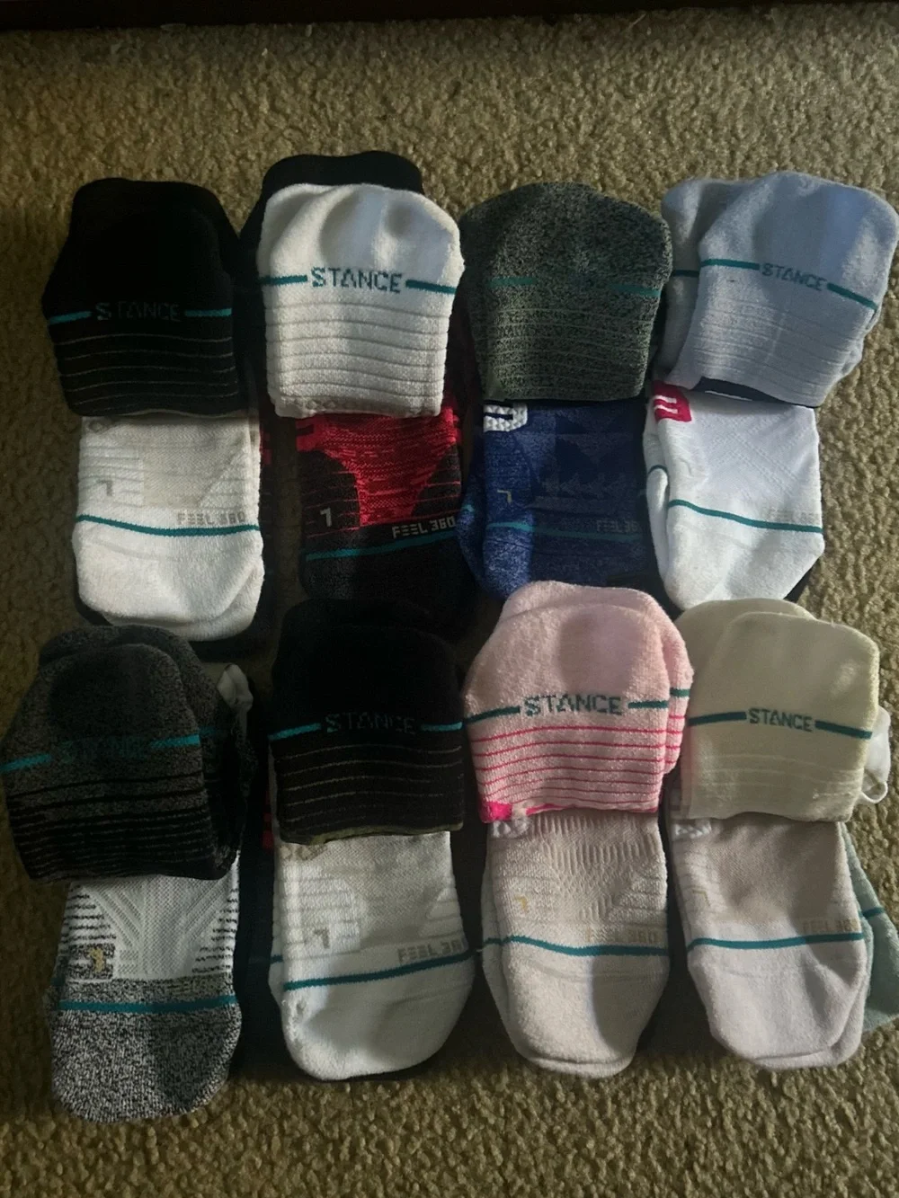 Stance Performance Low-Cut Socks - Pink, Black, Green, Light Blue (3-Pack)